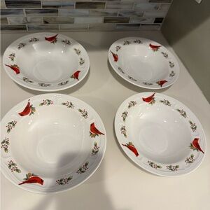 Gibson Winter Birds rimmed soup cereal bowl - set of 4